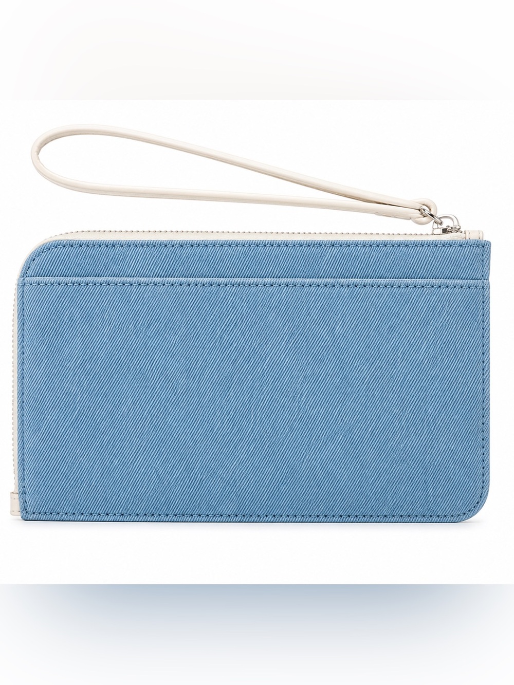 NWT Kate Spade Lucy Denim Zip Wristlet with Cream Leather Trim - Picture 4 of 6